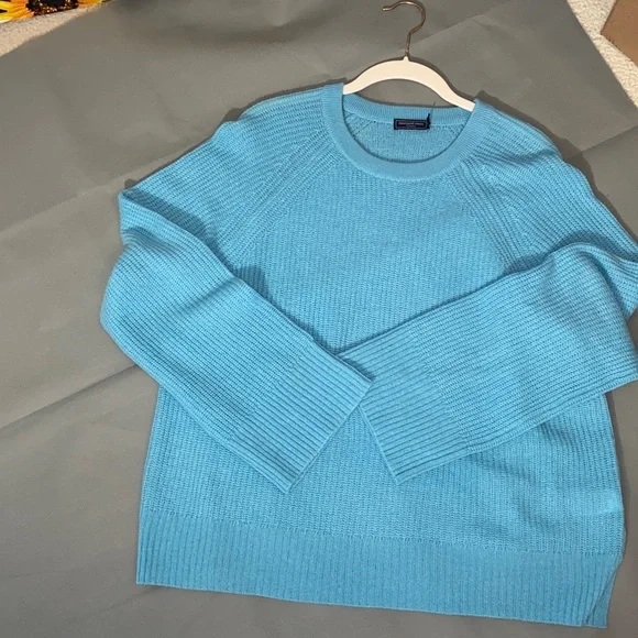 Vineyard Vines Light Aqua Blue Crew Neck Sweater Women’s 100% Cashmere Size L - Picture 7 of 9